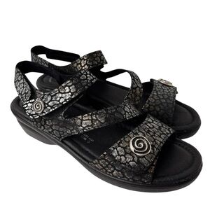 Flexus Spring Step Anatomic Comfort Sandals Sz 41 US 10.5 / 11 Black Ankle Strap